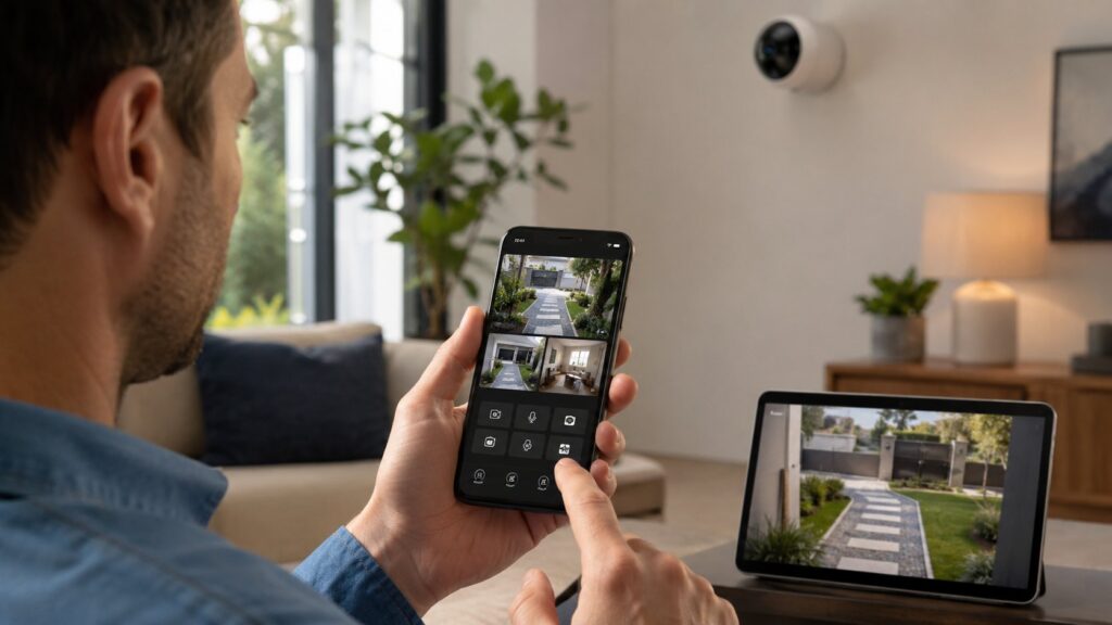 Scène réaliste liée à Caméra à distance : quelle application choisir en 2026 ?