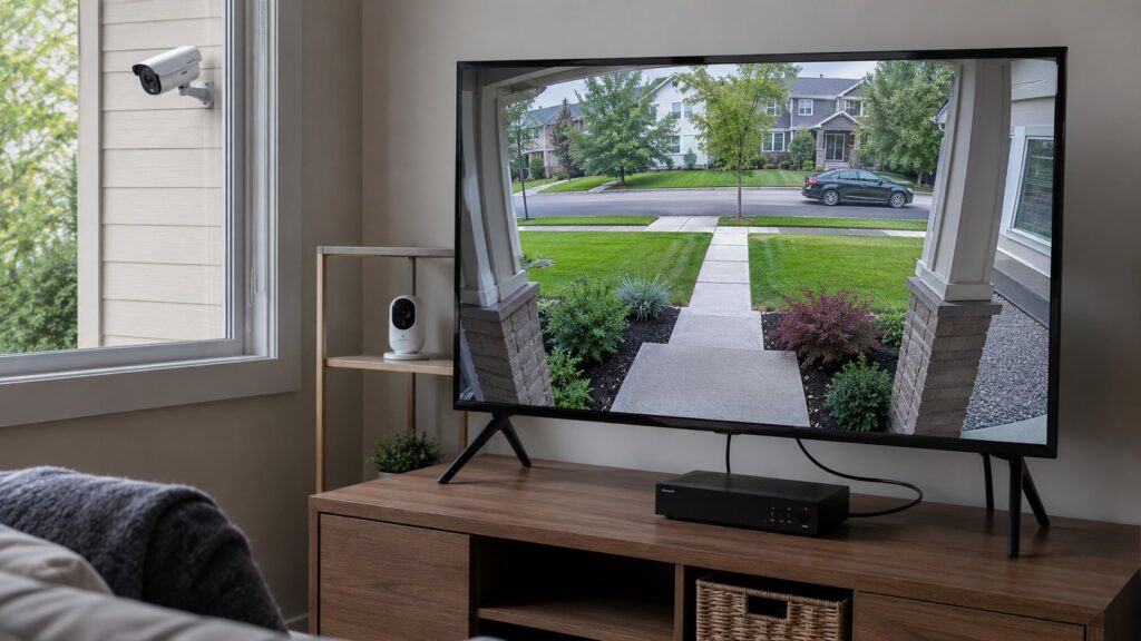 Scène réaliste liée à Caméra de surveillance sur TV : quelle connexion choisir ?