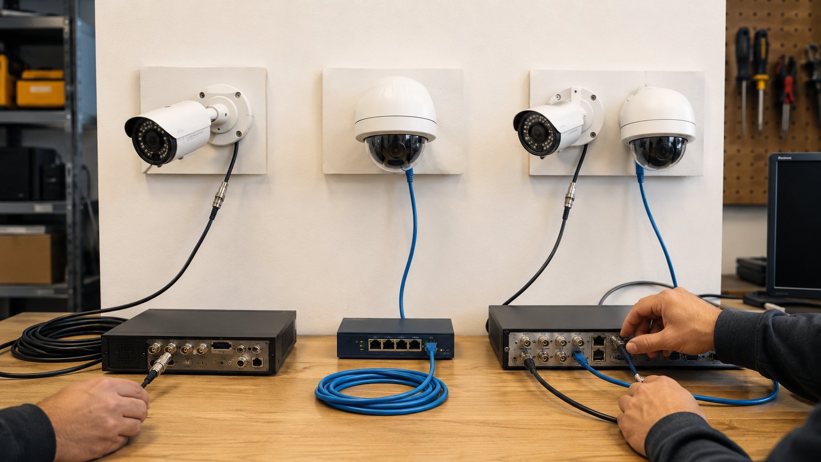 Scène réaliste liée à Caméra IP, analogique ou hybride : quel système choisir ?