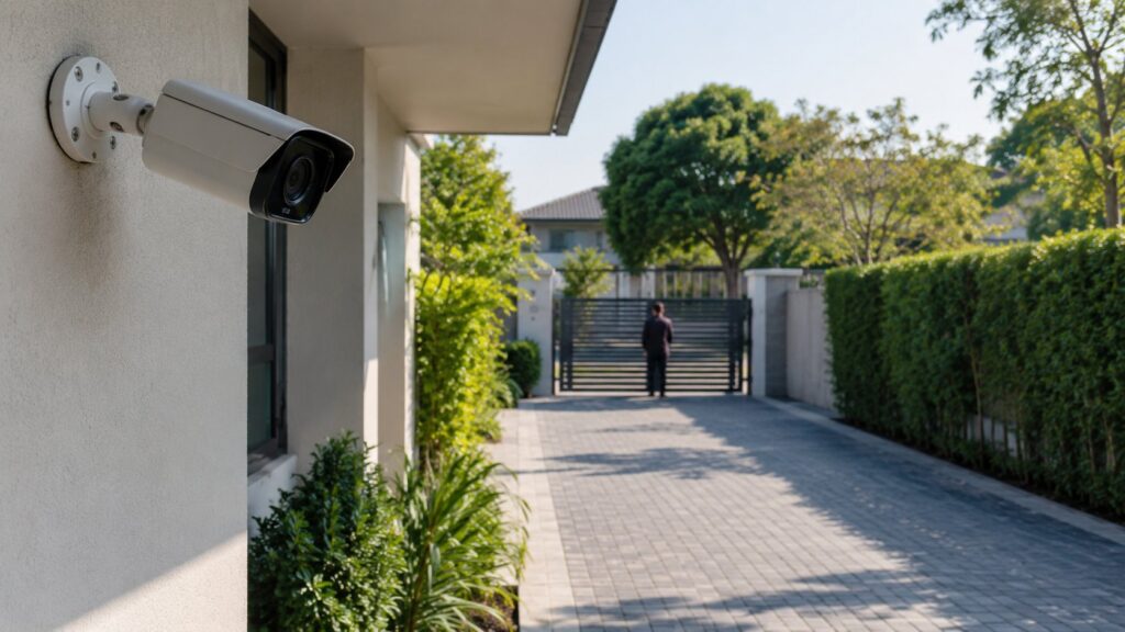 Scène réaliste liée à Portée caméra de surveillance : la distance vraiment utile