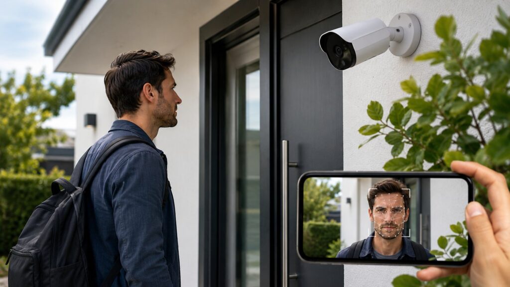 Scène réaliste liée à Reconnaissance faciale : comment la caméra vous identifie