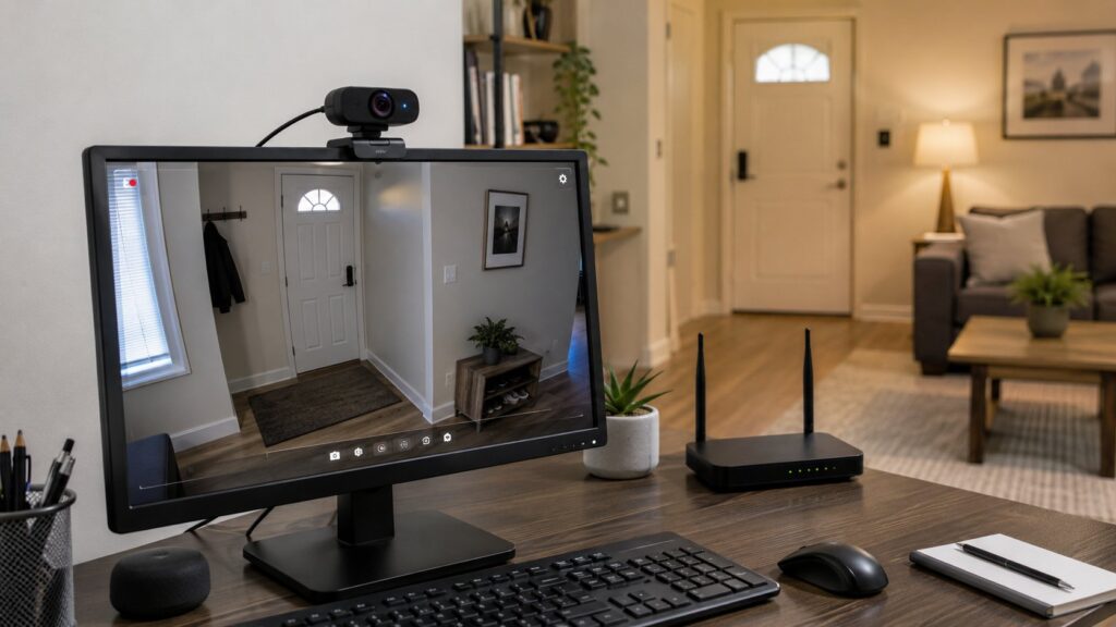 Scène réaliste liée à Webcam en caméra de surveillance : réglages et limites
